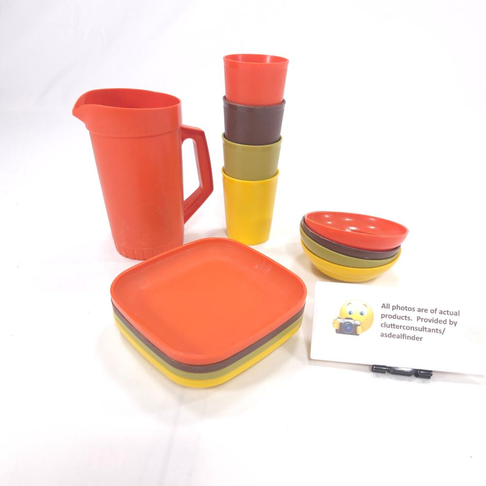 Vintage Tupperware Kids Mini Play Set Harvest Colors #1502 #1401 #1503 #1399
